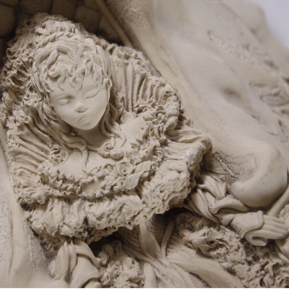 1980s Labyrinth Cinderella fairytale Sculpture ceramic wall art hand made